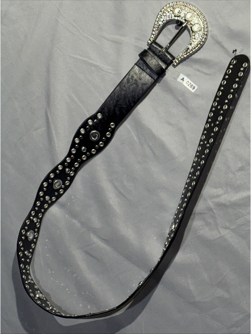 No Boundries Fashion Black Faux Leather Crystal Rhinestones Belt Adjustable S/M